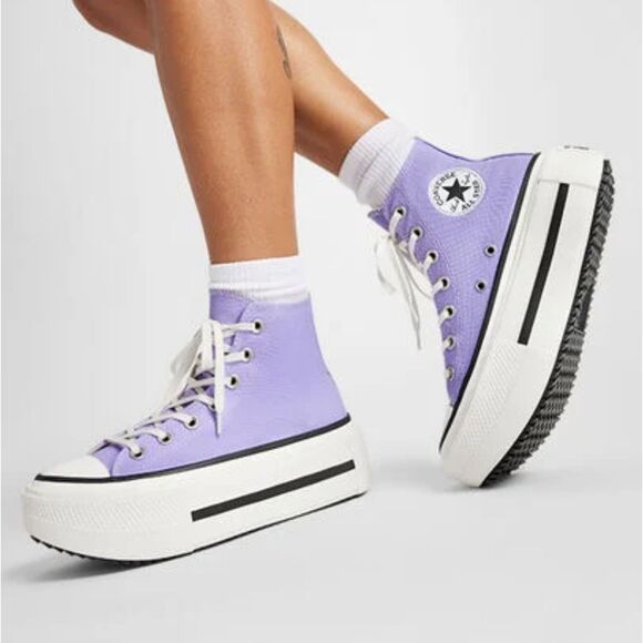 Converse CTAS Lift Double Stack Platform Violet Canvas Unisex High Top Shoes NIB - Picture 12 of 13
